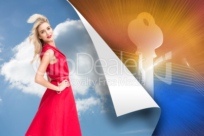 Composite image of happy blonde posing