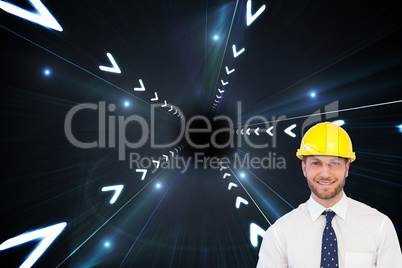 Composite image of cheerful young architect posing