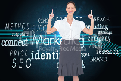 Composite image of smiling gorgeous businesswoman posing