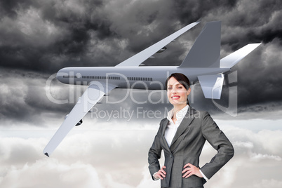 Composite image of attractive customer service agent with headse