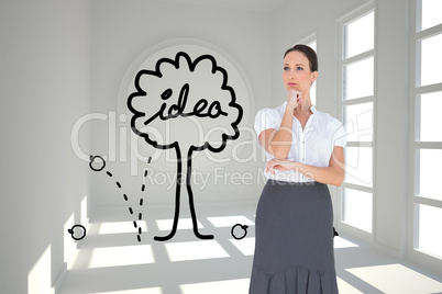 Composite image of pensive elegant businesswoman posing