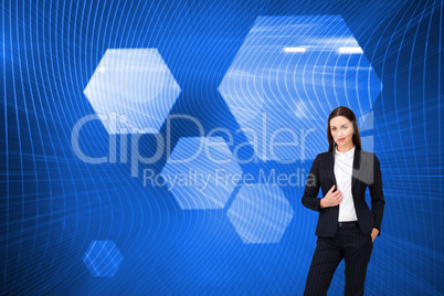 Composite image of portrait of a confident businesswoman standin