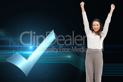 Composite image of cheerful businesswoman