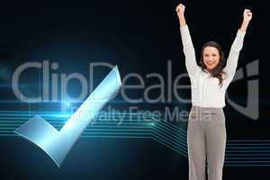 Composite image of cheerful businesswoman