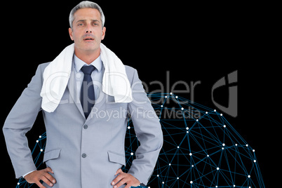 Composite image of sporty businessman with white towel