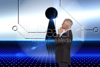 Composite image of thoughtful mature businessman posing