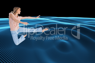 Composite image of woman doing dance pose