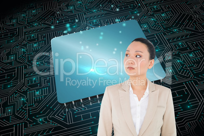 Composite image of unsmiling asian businesswoman