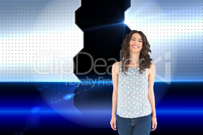 Composite image of smiling beautiful brunette posing