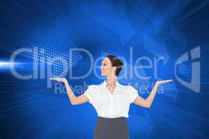 Composite image of happy elegant businesswoman posing