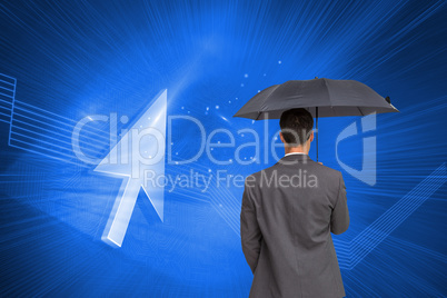 Composite image of rear view of classy businessman holding grey