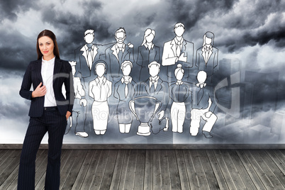 Composite image of portrait of a confident businesswoman standin