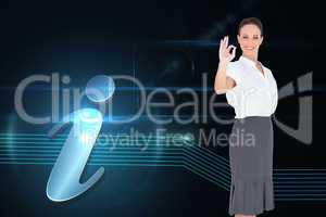 Composite image of elegant businesswoman showing an okay gesture