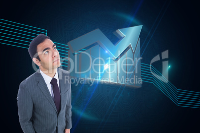 Composite image of unsmiling businessman standing