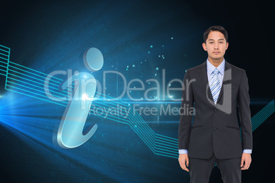 Composite image of serious asian businessman