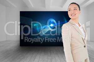 Composite image of smiling asian businesswoman