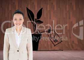 Composite image of smiling asian businesswoman