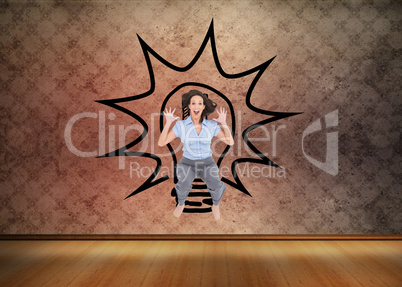 Composite image of cheerful classy businesswoman having fun