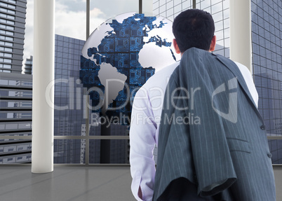 Composite image of businessman standing