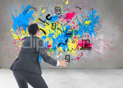 Composite image of businessman catching