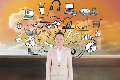 Composite image of smiling asian businesswoman