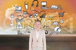 Composite image of smiling asian businesswoman