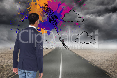 Composite image of casual businessman walking