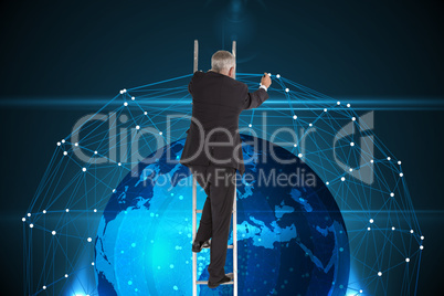 Composite image of mature businessman climbing career ladder