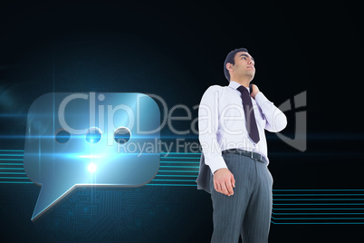 Composite image of unsmiling businessman standing