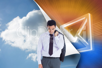 Composite image of unsmiling businessman standing