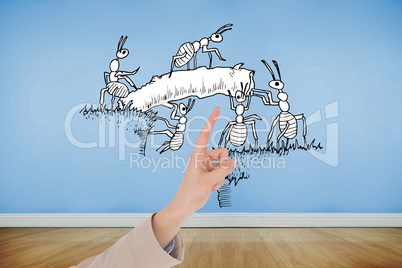 Composite image of businesswoman pointing