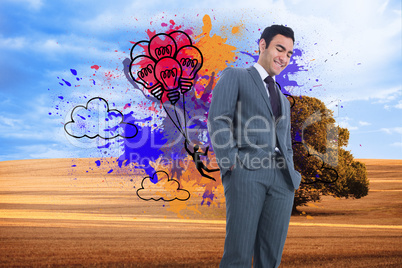 Composite image of smiling businessman standing