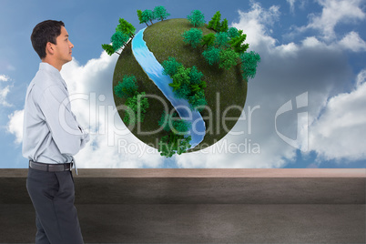 Composite image of serious asian businessman