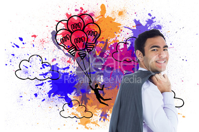 Composite image of smiling businessman standing