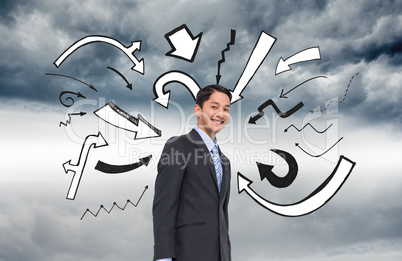 Composite image of smiling asian businessman