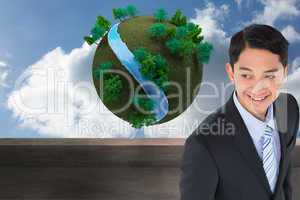 Composite image of smiling asian businessman