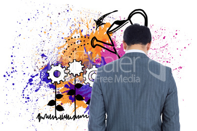 Composite image of businessman standing