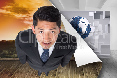 Composite image of smiling asian businessman