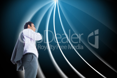 Composite image of unsmiling businessman standing Composite image of unsmiling businessman standing