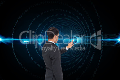 Composite image of asian businessman pointing