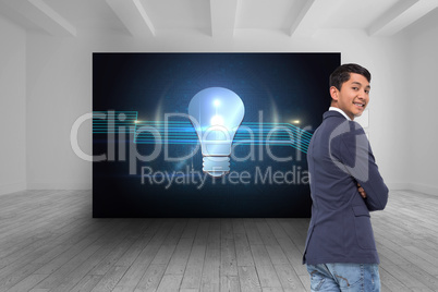 Composite image of smiling casual businessman with arms crossed