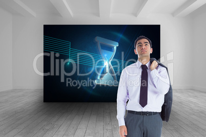 Composite image of unsmiling businessman standing