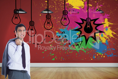 Composite image of smiling businessman standing