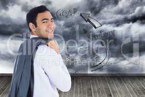 Composite image of smiling businessman standing