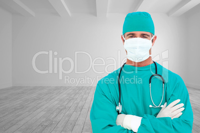 Composite image of portrait of an ambitious surgeon