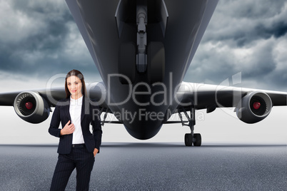 Composite image of portrait of a confident businesswoman standin