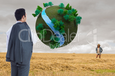 Composite image of businessman standing