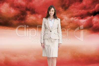 Composite image of smiling businesswoman walking Composite image of smiling businesswoman walking