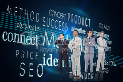 Composite image of businessmen standing arms crossed