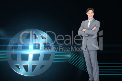 Composite image of assertive businessman standing